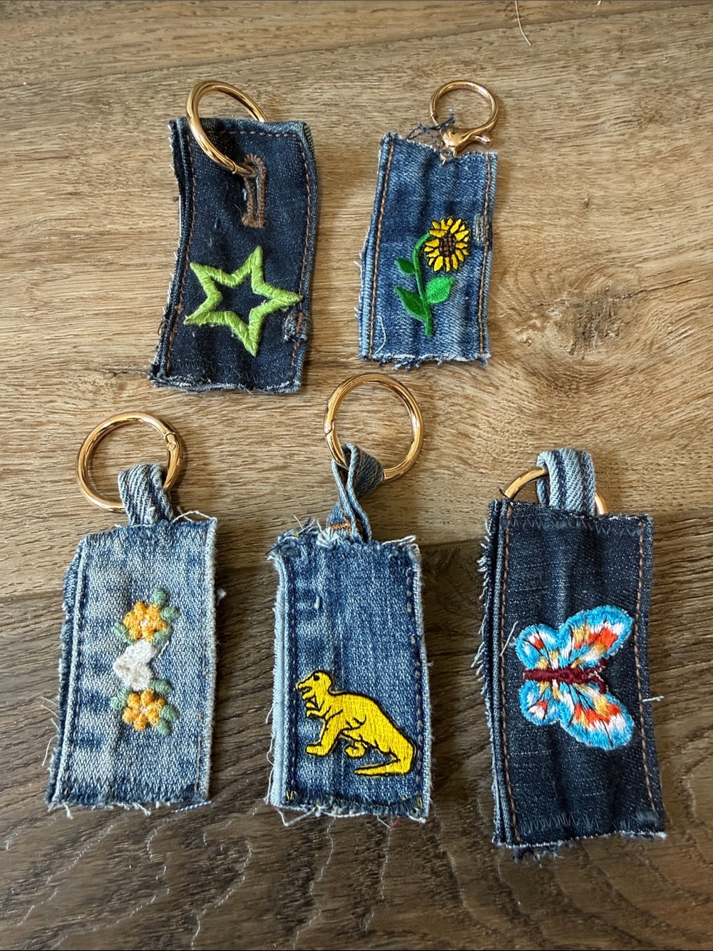 Handmade Denim Keychains available with patches